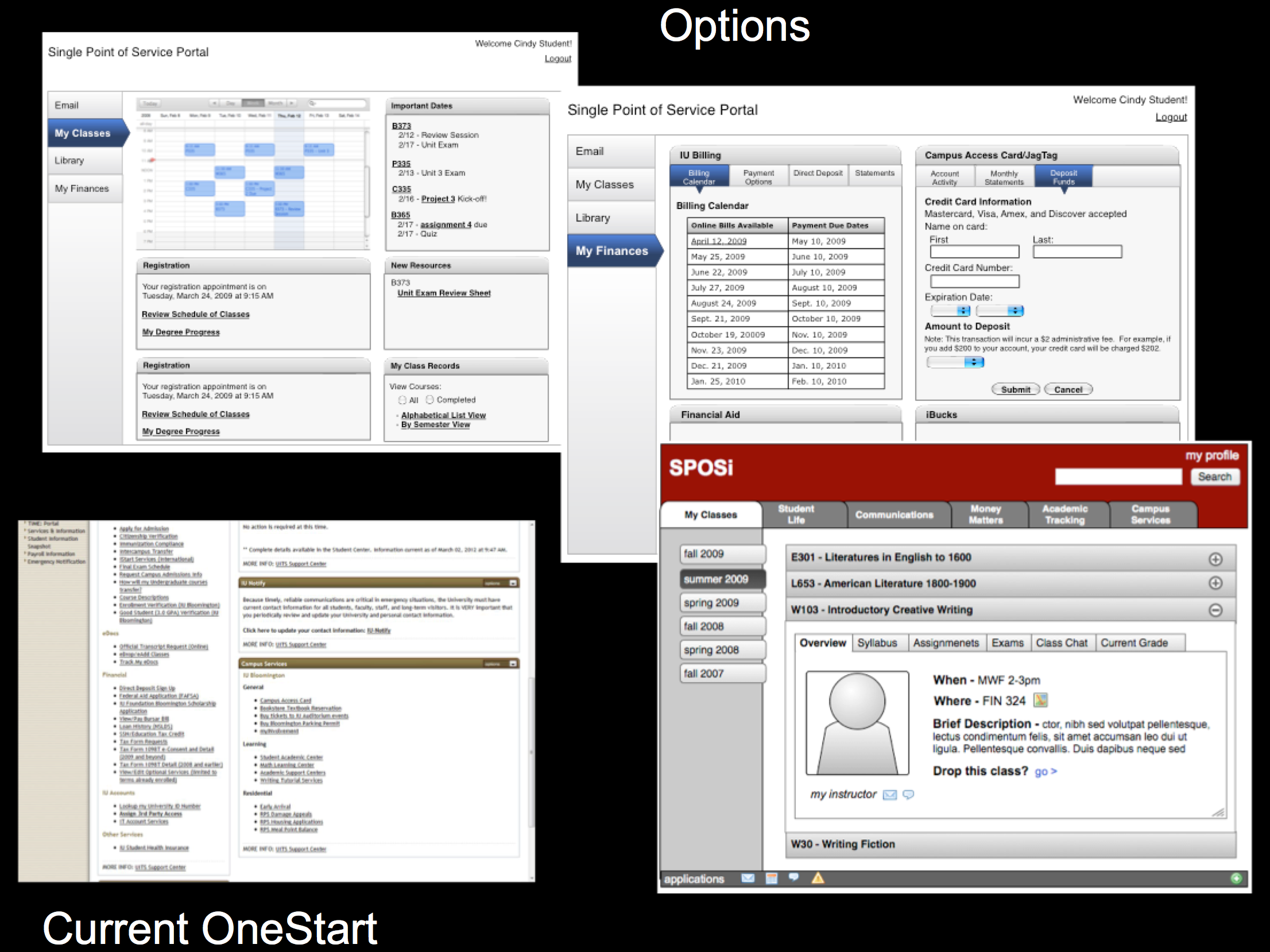 Student Portal Initial Wireframes